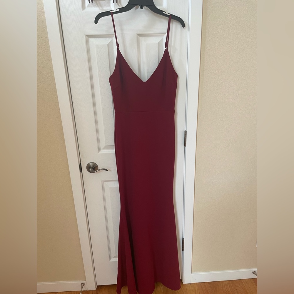 NWT Lulus Infinite Glory Wine Red Maxi Dress sz Medium